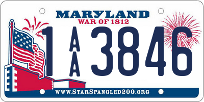 MD license plate 1AA3846