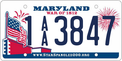 MD license plate 1AA3847