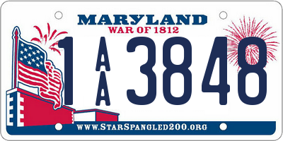 MD license plate 1AA3848