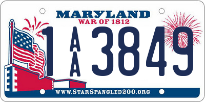 MD license plate 1AA3849