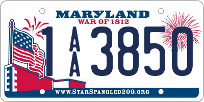 MD license plate 1AA3850