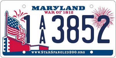 MD license plate 1AA3852