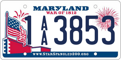 MD license plate 1AA3853