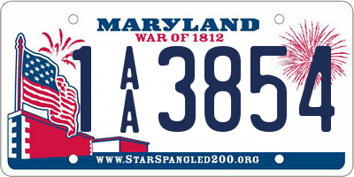 MD license plate 1AA3854