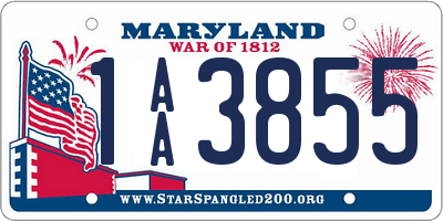 MD license plate 1AA3855