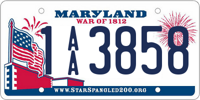 MD license plate 1AA3858