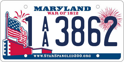 MD license plate 1AA3862