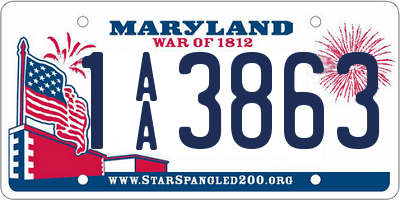 MD license plate 1AA3863