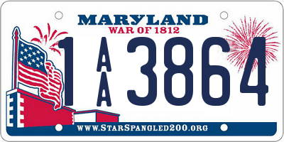 MD license plate 1AA3864