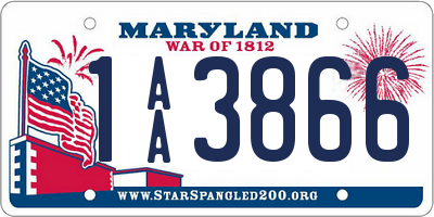 MD license plate 1AA3866