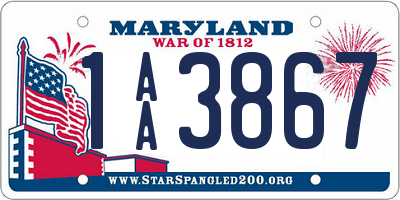 MD license plate 1AA3867