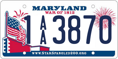 MD license plate 1AA3870