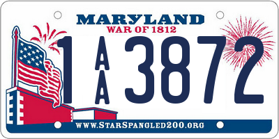 MD license plate 1AA3872