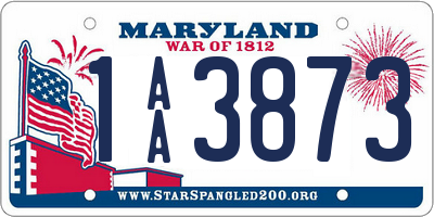 MD license plate 1AA3873