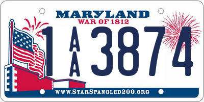 MD license plate 1AA3874