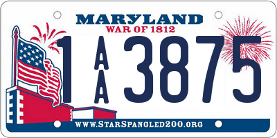 MD license plate 1AA3875