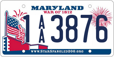 MD license plate 1AA3876