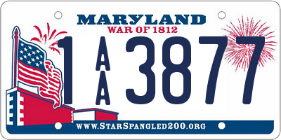 MD license plate 1AA3877