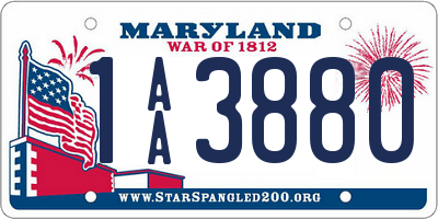 MD license plate 1AA3880