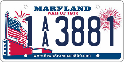 MD license plate 1AA3881