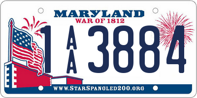 MD license plate 1AA3884