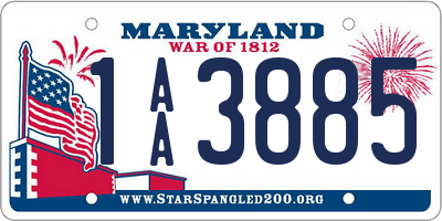 MD license plate 1AA3885