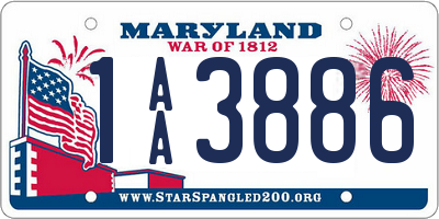 MD license plate 1AA3886