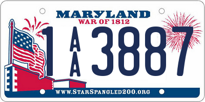 MD license plate 1AA3887