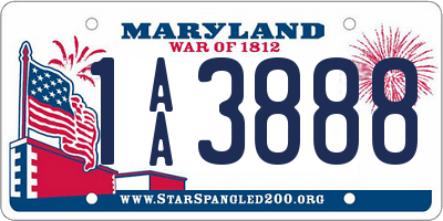 MD license plate 1AA3888