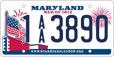 MD license plate 1AA3890