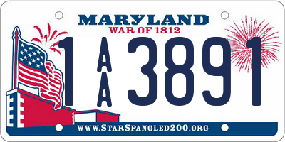 MD license plate 1AA3891