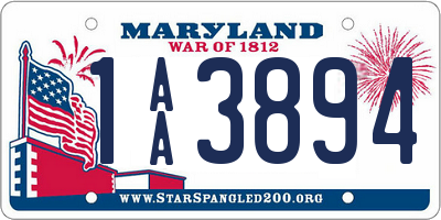 MD license plate 1AA3894