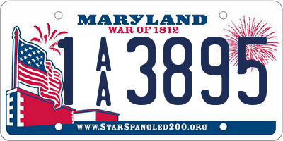 MD license plate 1AA3895