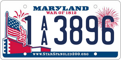 MD license plate 1AA3896