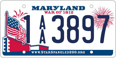 MD license plate 1AA3897