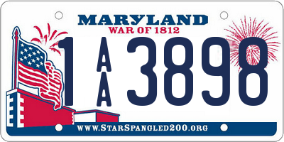 MD license plate 1AA3898