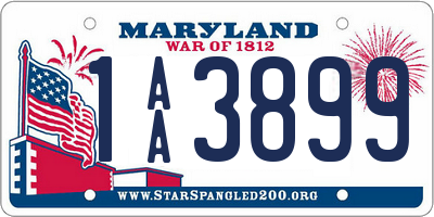 MD license plate 1AA3899