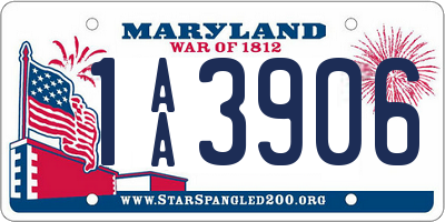 MD license plate 1AA3906