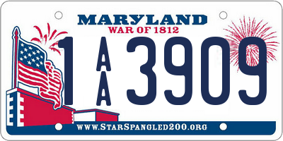 MD license plate 1AA3909