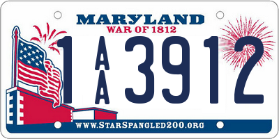 MD license plate 1AA3912