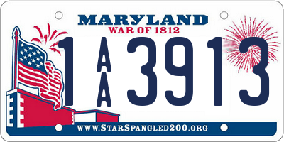 MD license plate 1AA3913