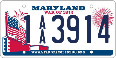 MD license plate 1AA3914