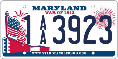 MD license plate 1AA3923