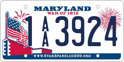 MD license plate 1AA3924