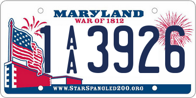 MD license plate 1AA3926