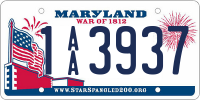 MD license plate 1AA3937