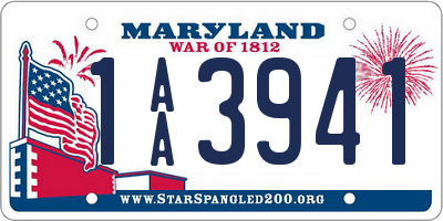 MD license plate 1AA3941