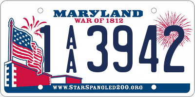 MD license plate 1AA3942