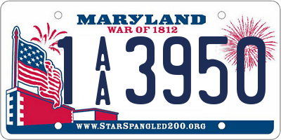 MD license plate 1AA3950