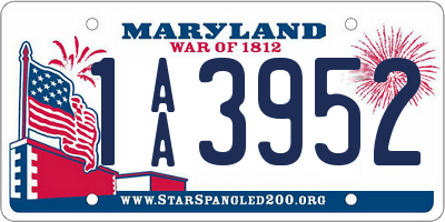 MD license plate 1AA3952